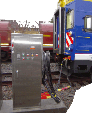 Northwest Rail Electric Yard Power Unit supplying Commuter Train